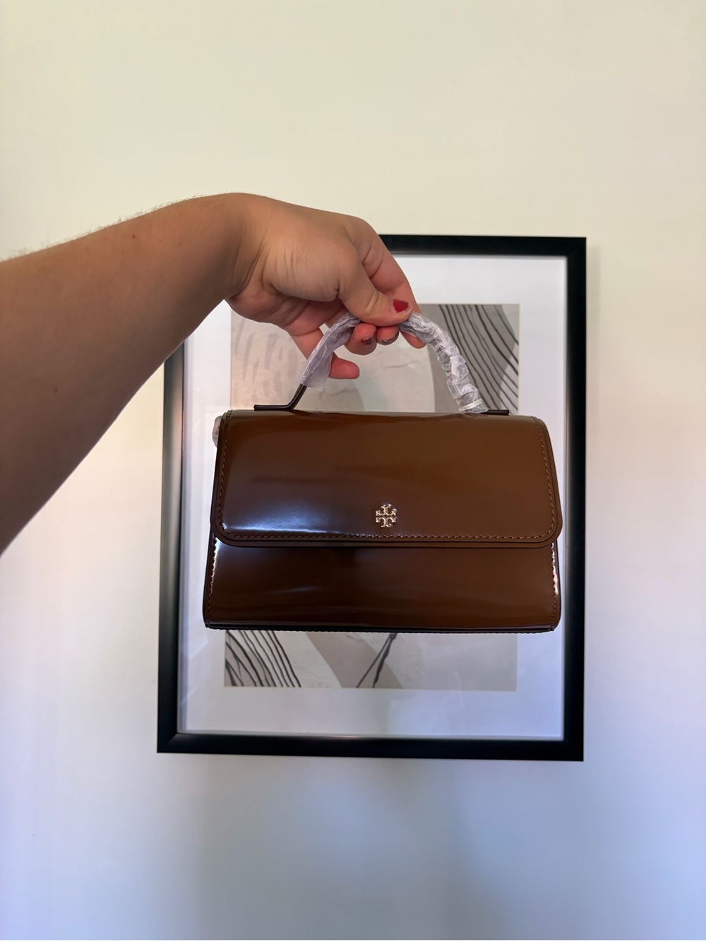 Tory Burch Brown Patent Leather Top-Handle Bag